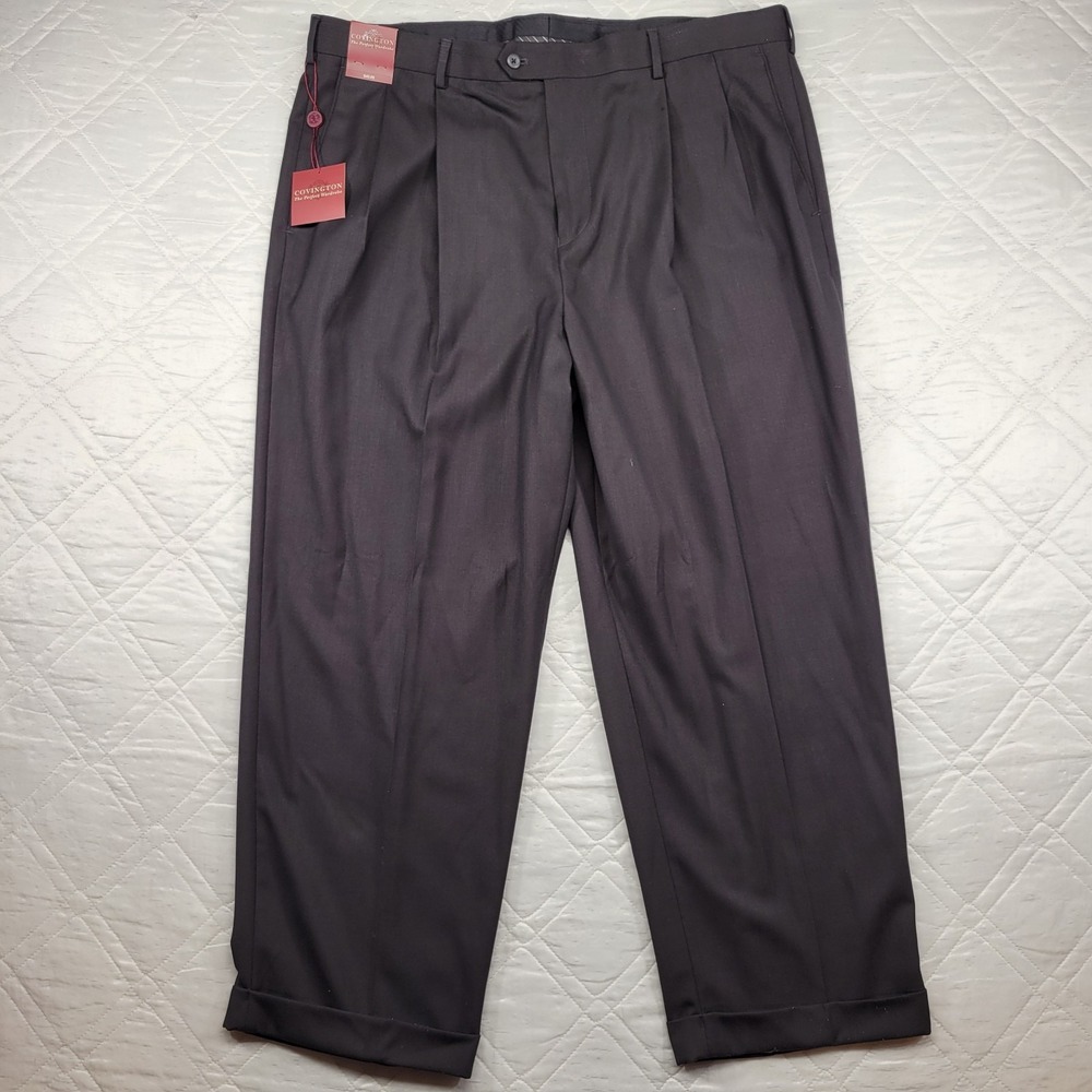 Covington black pleated and cuffed dress pants size 42X30 nwt
